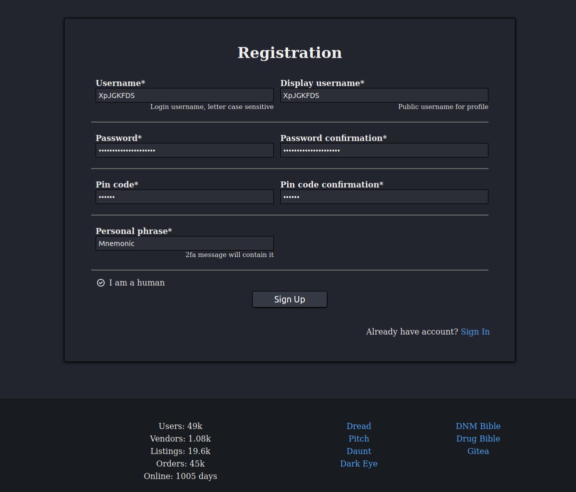 Registration UI